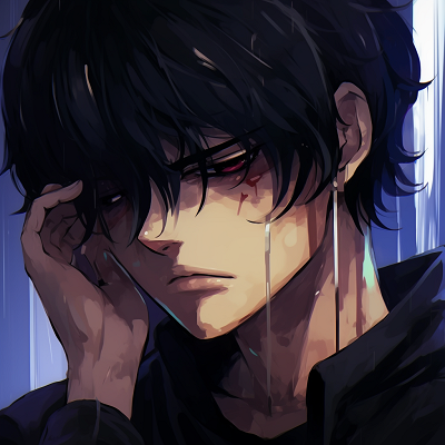 Image For Post | A male character cast in shadows, visible sadness in his eyes, the artwork emphasizes on dark tones and muted colours. sad anime pfp male - [Anime Sad Pfp Central](https://hero.page/pfp/anime-sad-pfp-central)