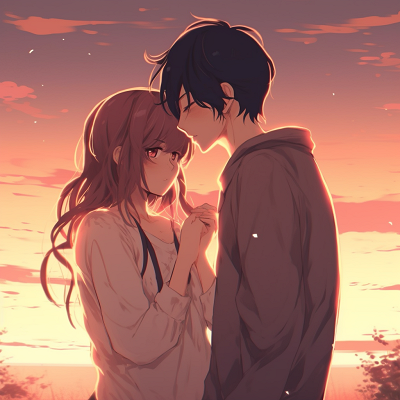 Image For Post | Close-up profiles of a couple sharing a tender moment, focusing on their expressions and distinctive design. romantic couple anime matching pfp pfp for discord. - [Couple Anime Matching PFP Inspiration](https://hero.page/pfp/couple-anime-matching-pfp-inspiration)