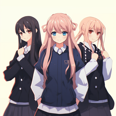 Image For Post | Three anime girls in school attire, vibrant colors and uniform styling. anime pfp girl trio pfp for discord. - [Anime Trio PFP](https://hero.page/pfp/anime-trio-pfp)