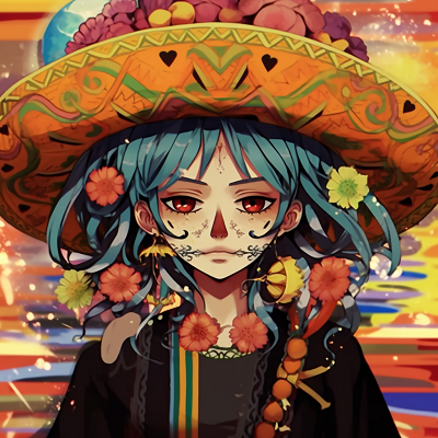 Image For Post | Mexican folklore spirit in dynamic pose, with detailed costume patterns and background flourish. inspiring mexican anime pfp designs pfp for discord. - [Mexican Anime Pfp Collection](https://hero.page/pfp/mexican-anime-pfp-collection)