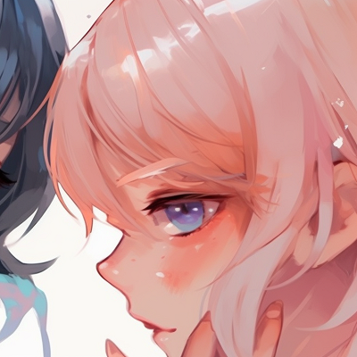 Image For Post | Two characters, kaleidoscopic colors and glossy artwork, shoulders touching. vibrant anime girl matching pfp pfp for discord. - [matching pfp anime, aesthetic matching pfp ideas](https://hero.page/pfp/matching-pfp-anime-aesthetic-matching-pfp-ideas)