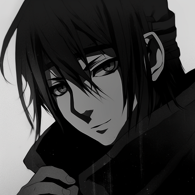 Image For Post | Monochrome profile of Itachi, stark contrasts and intense expression. stunning black pfp anime pfp for discord. - [Black PFP Anime Collections](https://hero.page/pfp/black-pfp-anime-collections)