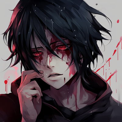 Image For Post | Sasuke Uchiha giving a sigh, detailed linework and vibrant colors. anime depressed pfp: male characters pfp for discord. - [Anime Depressed PFP Collection](https://hero.page/pfp/anime-depressed-pfp-collection)