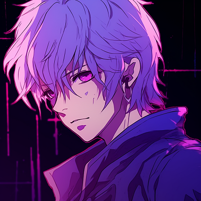 Image For Post | Anime character with purple hair smirking, displaying a confident aura, sharp lines highlight the features. purple anime male pfp pfp for discord. - [Purple Pfp Anime Collection](https://hero.page/pfp/purple-pfp-anime-collection)
