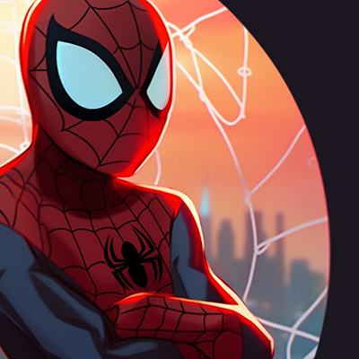 Image For Post | Two Spiderman characters, strikingly scaled, standing on web strings against a skyscraper background. unique matching spiderman pfp ideas pfp for discord. - [matching spiderman pfp, aesthetic matching pfp ideas](https://hero.page/pfp/matching-spiderman-pfp-aesthetic-matching-pfp-ideas)