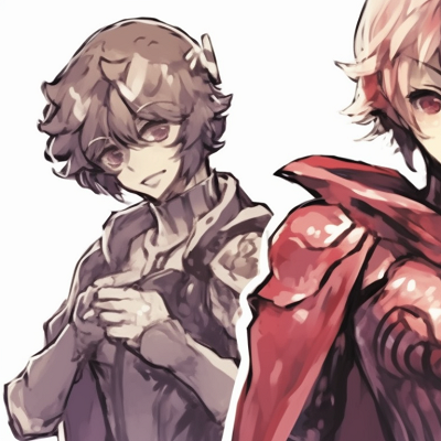 Image For Post | Three characters in red armors, detailed textures and strong lines, aligned in combat formation. classic matching trio pfp pfp for discord. - [matching trio pfp, aesthetic matching pfp ideas](https://hero.page/pfp/matching-trio-pfp-aesthetic-matching-pfp-ideas)