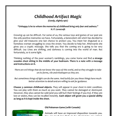 Image For Post Childhood Artifact CYOA by originmsd