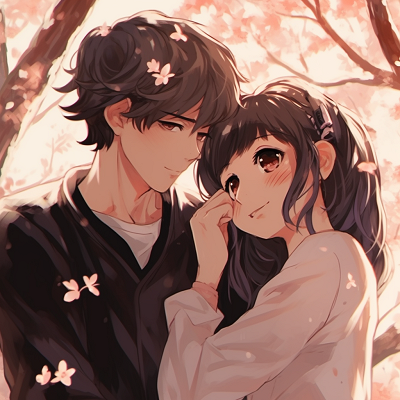 Image For Post Anime Love in the Cherry Blossoms - synchronized sentiments: quality matching anime pfp for romantic couples