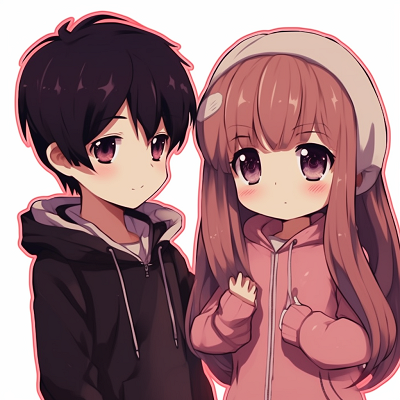 Image For Post | Chibi couple in an embrace, cute proportions and pastel color tones. cool and cute matching pfp anime - [Matching PFP Anime Gallery](https://hero.page/pfp/matching-pfp-anime-gallery)