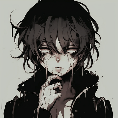 Image For Post | Pensive anime character in monochrome, highlighting the reclusive facial expression and sharp outlining. black and white emo anime pfp - [emo anime pfp Collection](https://hero.page/pfp/emo-anime-pfp-collection)