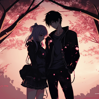 Image For Post | A cool anime couple standing amidst a field of cherry blossoms, balanced composition and pastel color scheme. cool anime couple pfp - [Anime Couple pfp](https://hero.page/pfp/anime-couple-pfp)
