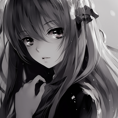 Image For Post | Black and white image of a coy-looking anime girl, with her eyes playing a character. anime pfp girl in black and whiteHD, free download - [Anime PFP Girl](https://hero.page/pfp/anime-pfp-girl)