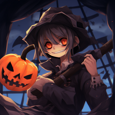 Image For Post | A Halloween spin on One Piece's Luffy, featuring his pumpkin costume and a moonlit background, strong emphasis on warm tones and detailed lines. halloween pfp anime themes - [Halloween Anime PFP Spotlight](https://hero.page/pfp/halloween-anime-pfp-spotlight)