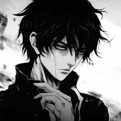Image For Post | Eren Yeager from Attack on Titan, in black and white tones with fine detailing. popular anime black and white pfp - [anime black and white pfp collection](https://hero.page/pfp/anime-black-and-white-pfp-collection)