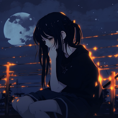 Image For Post | Distressed doll-like anime character, high contrast and saturated colors. anime girl aesthetics: sad pfp - [Sad PFP Anime](https://hero.page/pfp/sad-pfp-anime)