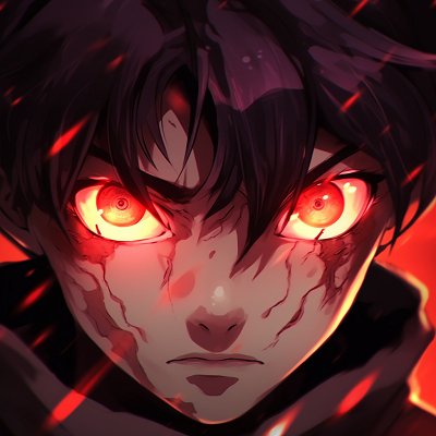 Image For Post | Image of an anime boy with fiery red eyes, with emphasis on reflective light and bright, warm color palette unique anime eyes pfp boy drawings - [Anime Eyes PFP Mastery](https://hero.page/pfp/anime-eyes-pfp-mastery)