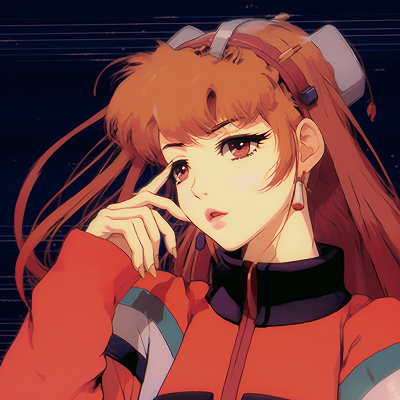 Image For Post | Asuka in a dynamic battle-ready pose, high energy lines and assertive colors 90s anime characters pfp - [90s anime pfp universe](https://hero.page/pfp/90s-anime-pfp-universe)
