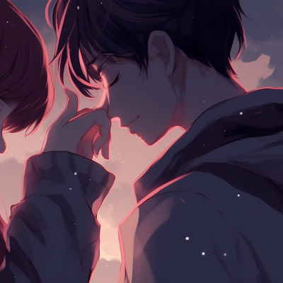 Image For Post | Two characters in romantic embrace, background of a starry sky, dramatic lighting. anime matching pfp romantic couple pfp for discord. - [anime matching pfp couple, aesthetic matching pfp ideas](https://hero.page/pfp/anime-matching-pfp-couple-aesthetic-matching-pfp-ideas)
