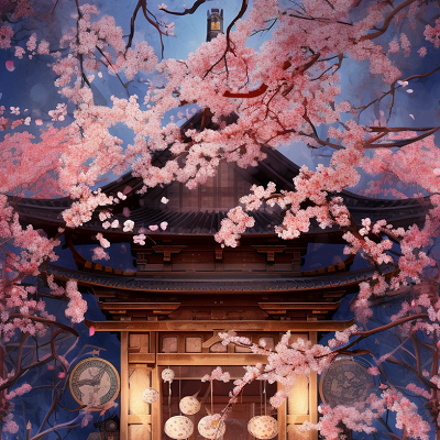 Image For Post | A manga shrine surrounded by flourishing cherry blossoms, with details on branches and shrine. phone art wallpaper - [Sacred Shrines Anime Art Wallpapers: HD Manga, Epic Fan Art](https://hero.page/wallpapers/sacred-shrines-anime-art-wallpapers:-hd-manga-epic-fan-art)