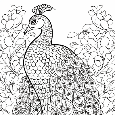 Image For Post Bird Coloring Series Peacock in Style - Printable Coloring Page