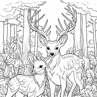 Image For Post Cute Forest Animals Gathering - Printable Coloring Page