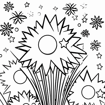 Image For Post | Illustration featuring a firework display near a rainbow; separated by clear and bold lines.printable coloring page, black and white, free download - [Rainbow Coloring Pages ](https://hero.page/coloring/rainbow-coloring-pages-creative-printables-for-kids-and-adults)