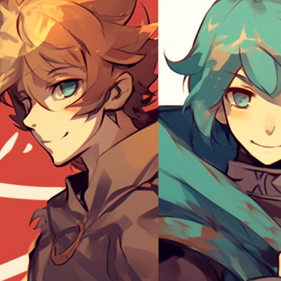 Image For Post | Three characters posed for battle, dynamically drawn lines and saturated colors. aesthetic trio matching pfp pfp for discord. - [trio matching pfp, aesthetic matching pfp ideas](https://hero.page/pfp/trio-matching-pfp-aesthetic-matching-pfp-ideas)