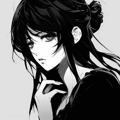 Image For Post | Black and white representation of a female anime character wielding magic, her power subtly suggested by the intricate linework. famous black and white pfp female anime pfp for discord. - [Top Black And White PFP Anime](https://hero.page/pfp/top-black-and-white-pfp-anime)