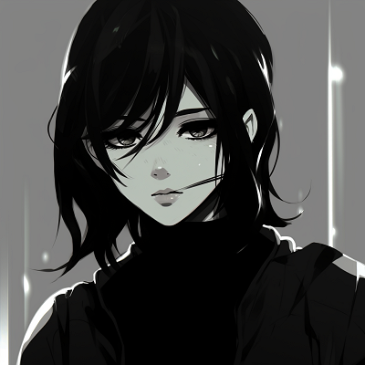 Image For Post | Black-haired anime character with a stoic expression, minimalist art style with limited color palette. black pfp anime characters pfp for discord. - [Black PFP Anime Collections](https://hero.page/pfp/black-pfp-anime-collections)