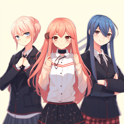 Image For Post | Trio of anime girls in school uniform, clear lines and consistent design. anime pfp girl trio pfp for discord. - [Anime Trio PFP](https://hero.page/pfp/anime-trio-pfp)