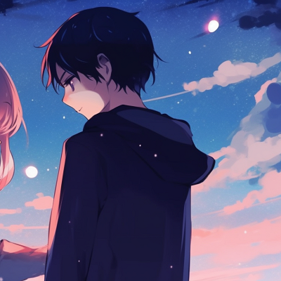 Image For Post | Two characters sharing a quiet moment, sunset hues and a peaceful ambiance. adorable match pfp for couples pfp for discord. - [match pfp for couples, aesthetic matching pfp ideas](https://hero.page/pfp/match-pfp-for-couples-aesthetic-matching-pfp-ideas)