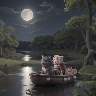 Image For Post Anime, moonlight, sled, success, swamp, map, HD, 4K, AI Generated Art
