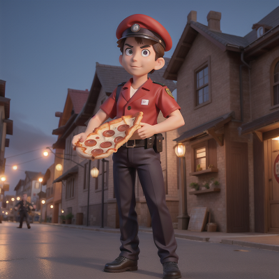 Image For Post Anime, pizza, demon, map, police officer, city, HD, 4K, AI Generated Art