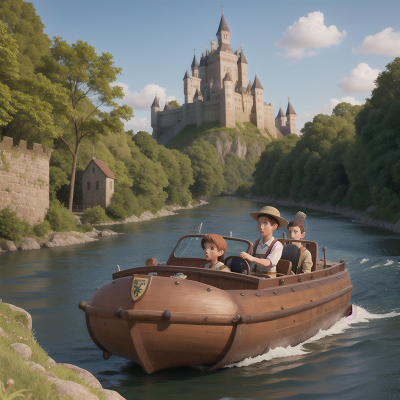 Image For Post Anime, river, zookeeper, bus, medieval castle, boat, HD, 4K, AI Generated Art