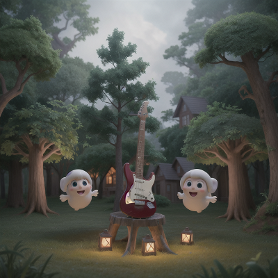 Image For Post Anime, drought, electric guitar, village, ghostly apparition, forest, HD, 4K, AI Generated Art