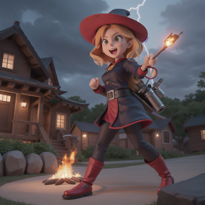 Image For Post Anime, witch, firefighter, ninja, park, thunder, HD, 4K, AI Generated Art