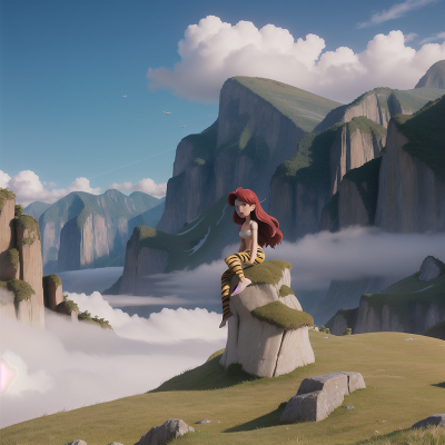 Image For Post Anime, mountains, fog, mermaid, wind, tiger, HD, 4K, AI Generated Art