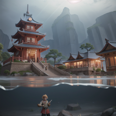 Image For Post Anime, samurai, flood, knights, underwater city, ice cream parlor, HD, 4K, AI Generated Art