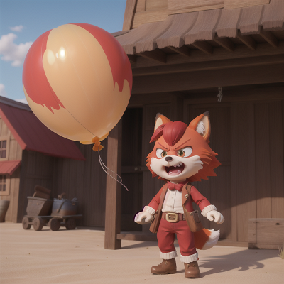 Image For Post Anime, key, anger, wild west town, balloon, fox, HD, 4K, AI Generated Art