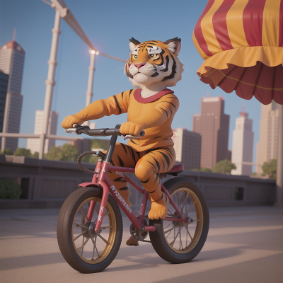 Image For Post Anime, energy shield, tiger, skyscraper, circus, bicycle, HD, 4K, AI Generated Art