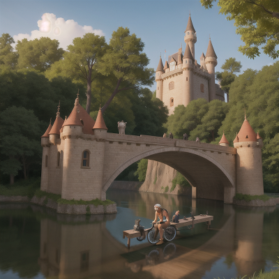 Image For Post Anime, castle, bridge, bicycle, zookeeper, mechanic, HD, 4K, AI Generated Art