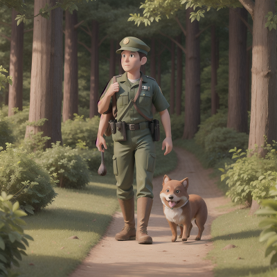 Image For Post Anime, forest, dog, police officer, farm, sasquatch, HD, 4K, AI Generated Art