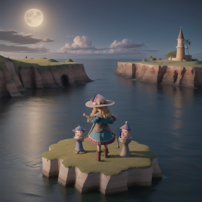 Image For Post Anime, drought, wizard's hat, knights, ocean, moonlight, HD, 4K, AI Generated Art