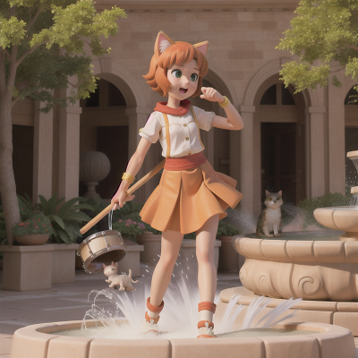 Image For Post Anime, drum, fountain, sandstorm, market, cat, HD, 4K, AI Generated Art