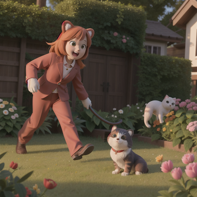 Image For Post Anime, joy, bear, ghost, cat, garden, HD, 4K, AI Generated Art