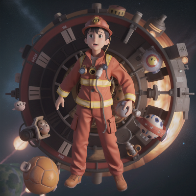 Image For Post Anime, clock, firefighter, space station, ghost, turtle, HD, 4K, AI Generated Art