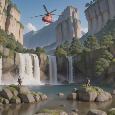 Image For Post Anime, mountains, knights, helicopter, waterfall, sushi, HD, 4K, AI Generated Art