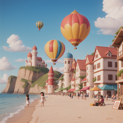 Image For Post Anime, ancient scroll, beach, carnival, balloon, telescope, HD, 4K, AI Generated Art