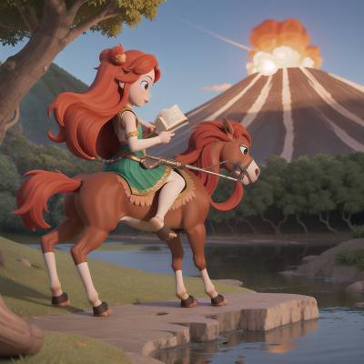 Image For Post Anime, flute, griffin, centaur, book, volcano, HD, 4K, AI Generated Art