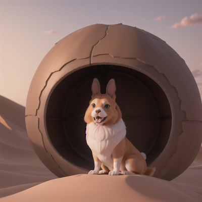Image For Post Anime, queen, force field, dog, rabbit, desert, HD, 4K, AI Generated Art